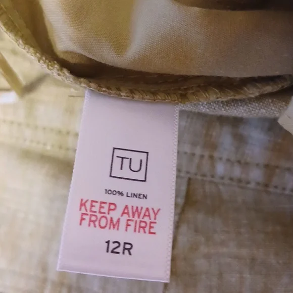 TU sz 12, 100% Linen drawstring wide leg pants in a muted basil green. - Picture 8 of 10